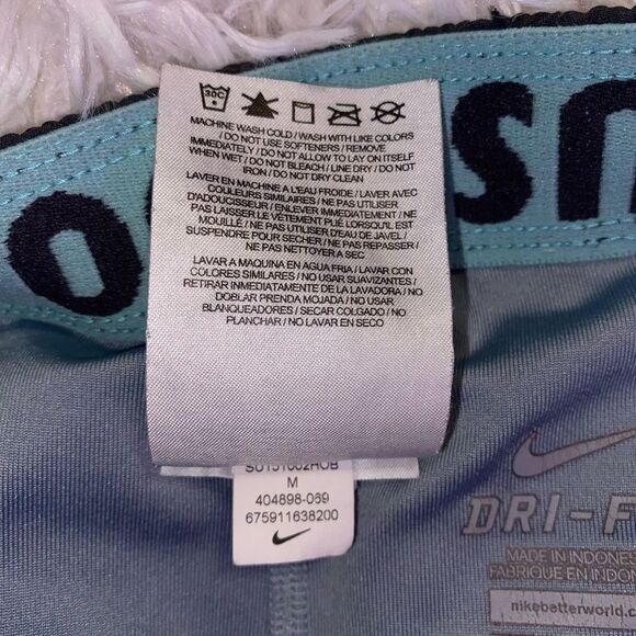 Nike Women’s Dri Fit Medium Gray & Blue Workout Shorts - Picture 7 of 7